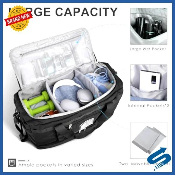 Tactical Travel Duffle Bag 22x14x9 Airline Approved with Wet Pocket